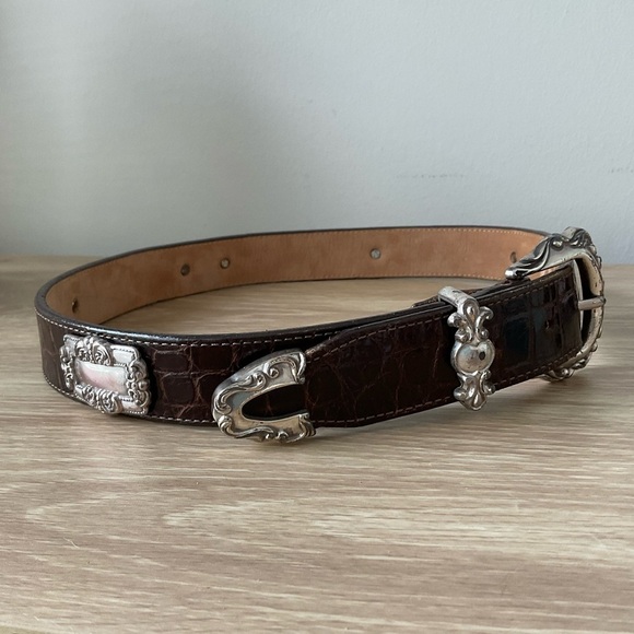 Vintage 1993 Brighton Croc Embossed Belt M42209 - Picture 3 of 11